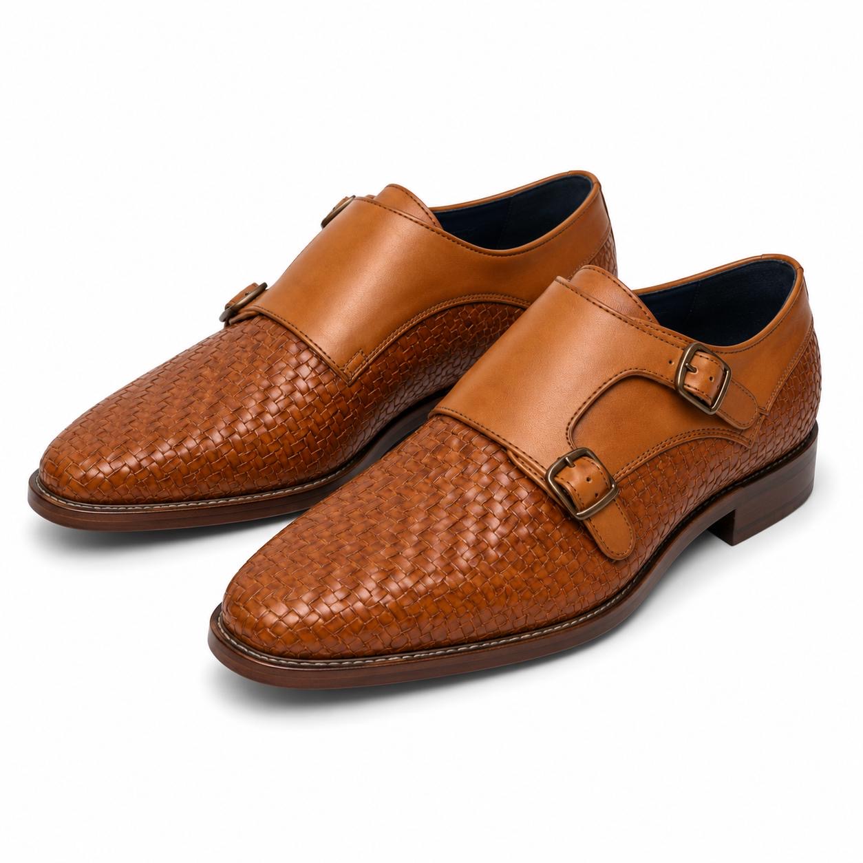 Artisan Woven Double Monk Strap Shoes