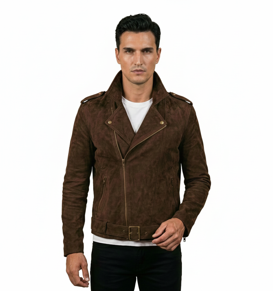 Mocha Brown Suede Rider Jacket