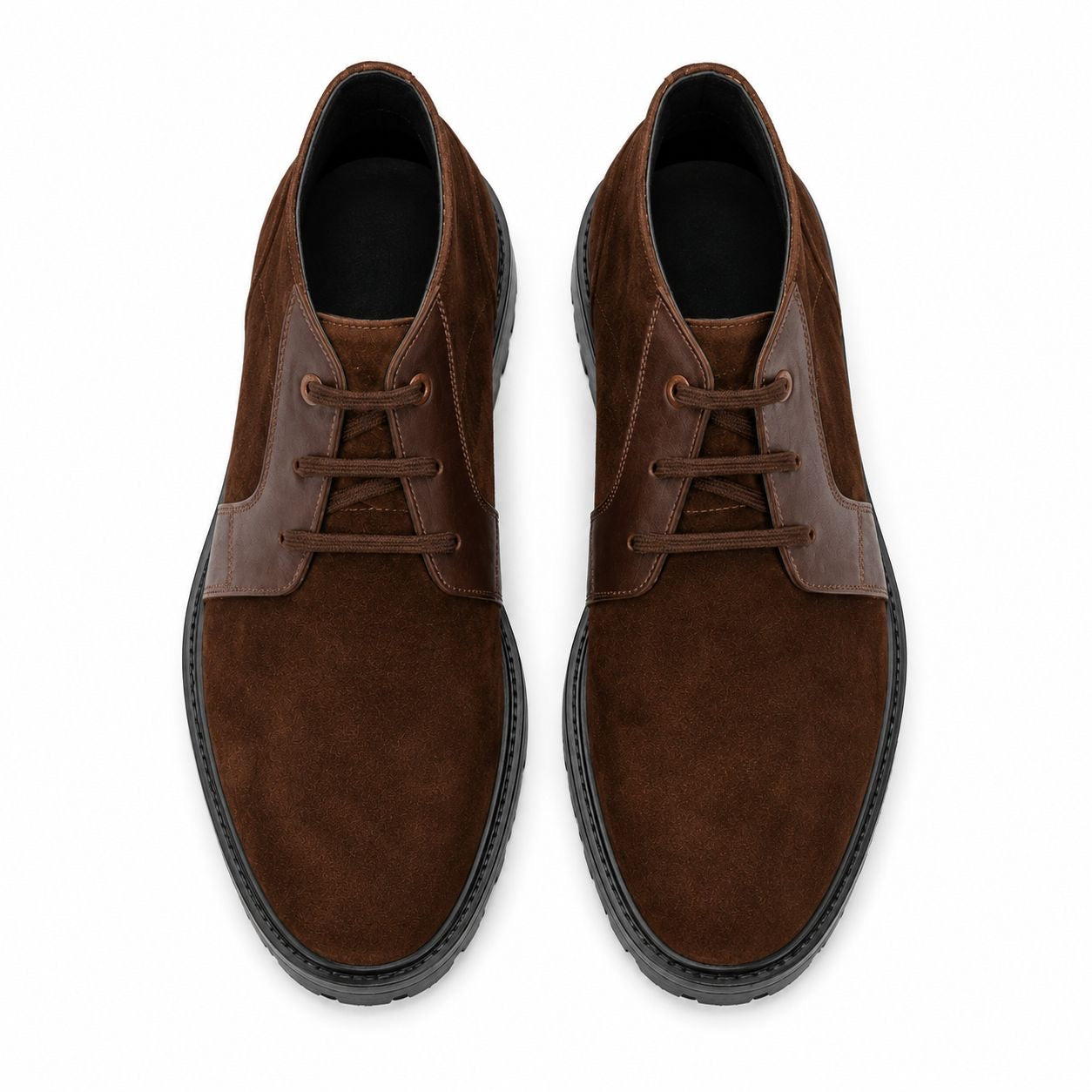 Zamri Brown Suede Chukka Boots – Lugged Sole with Leather Trim