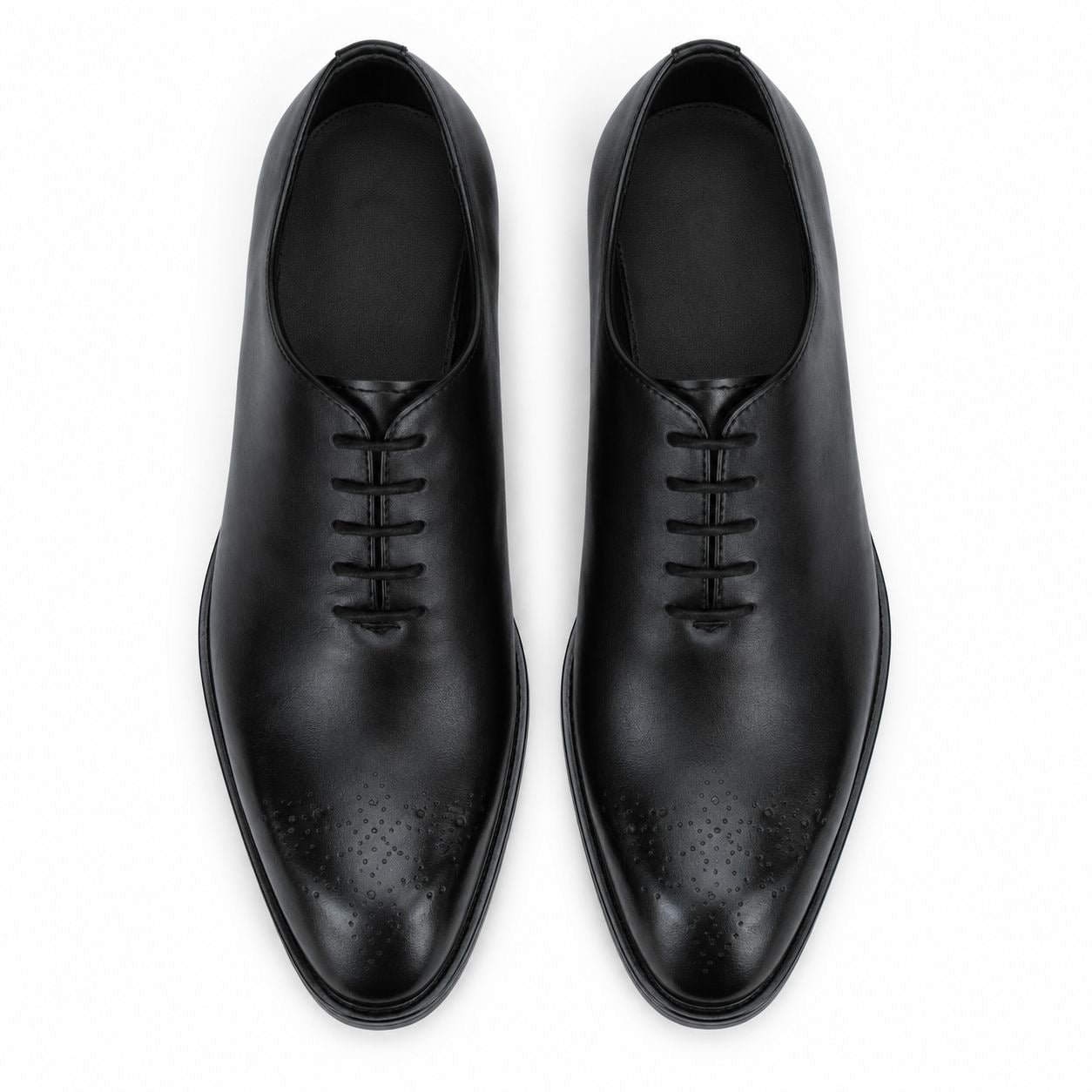 Zamri Black Wholecut Oxford – Matte Leather with Medallion Toe