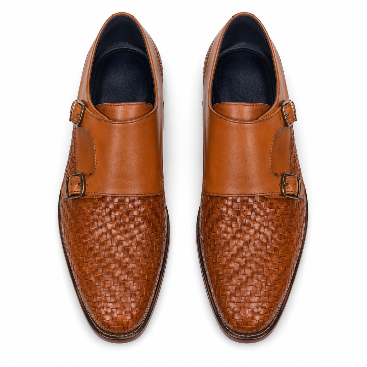 Artisan Woven Double Monk Strap Shoes