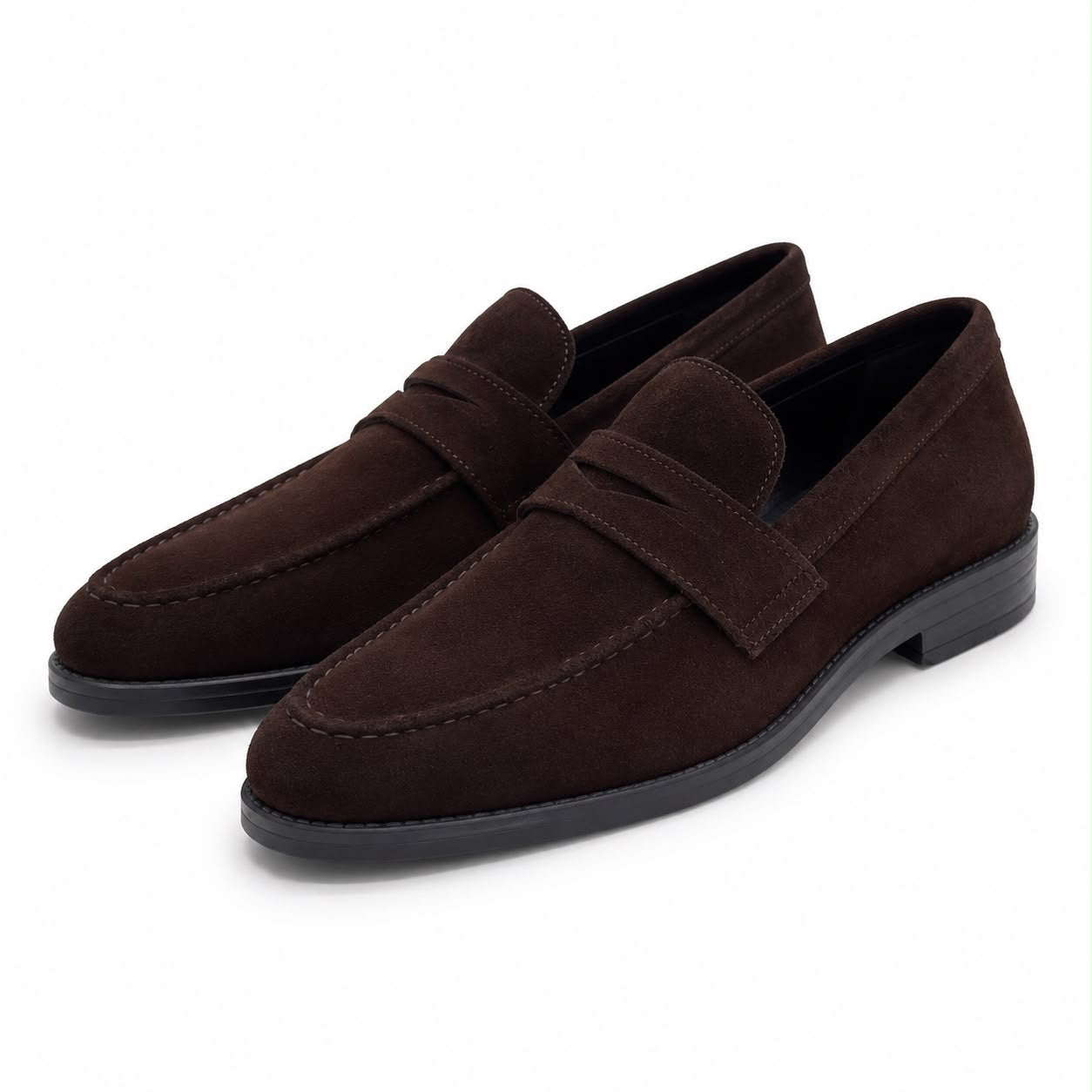 Zamri Dark Brown Suede Penny Loafer – Classic Moccasin Construction