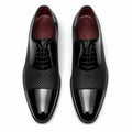 Zamri Black Oxford Dress Shoes – Diamond Textured with Patent Cap Toe