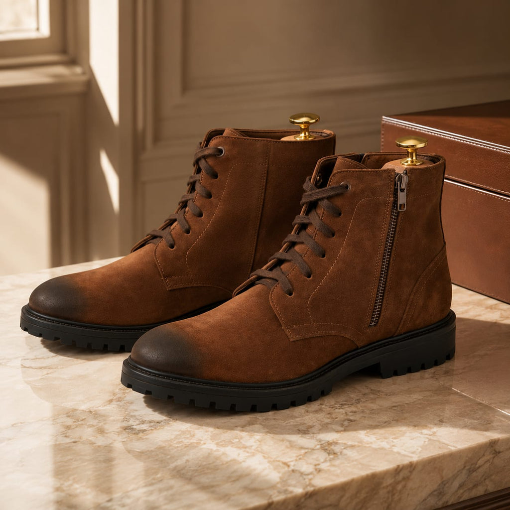 Tan zip boot