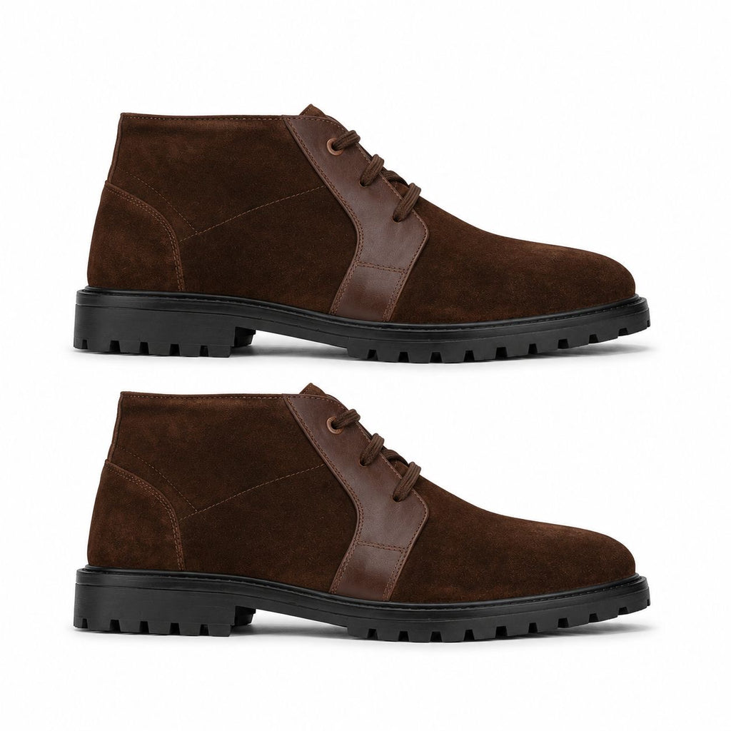 Zamri Brown Suede Chukka Boots – Lugged Sole with Leather Trim