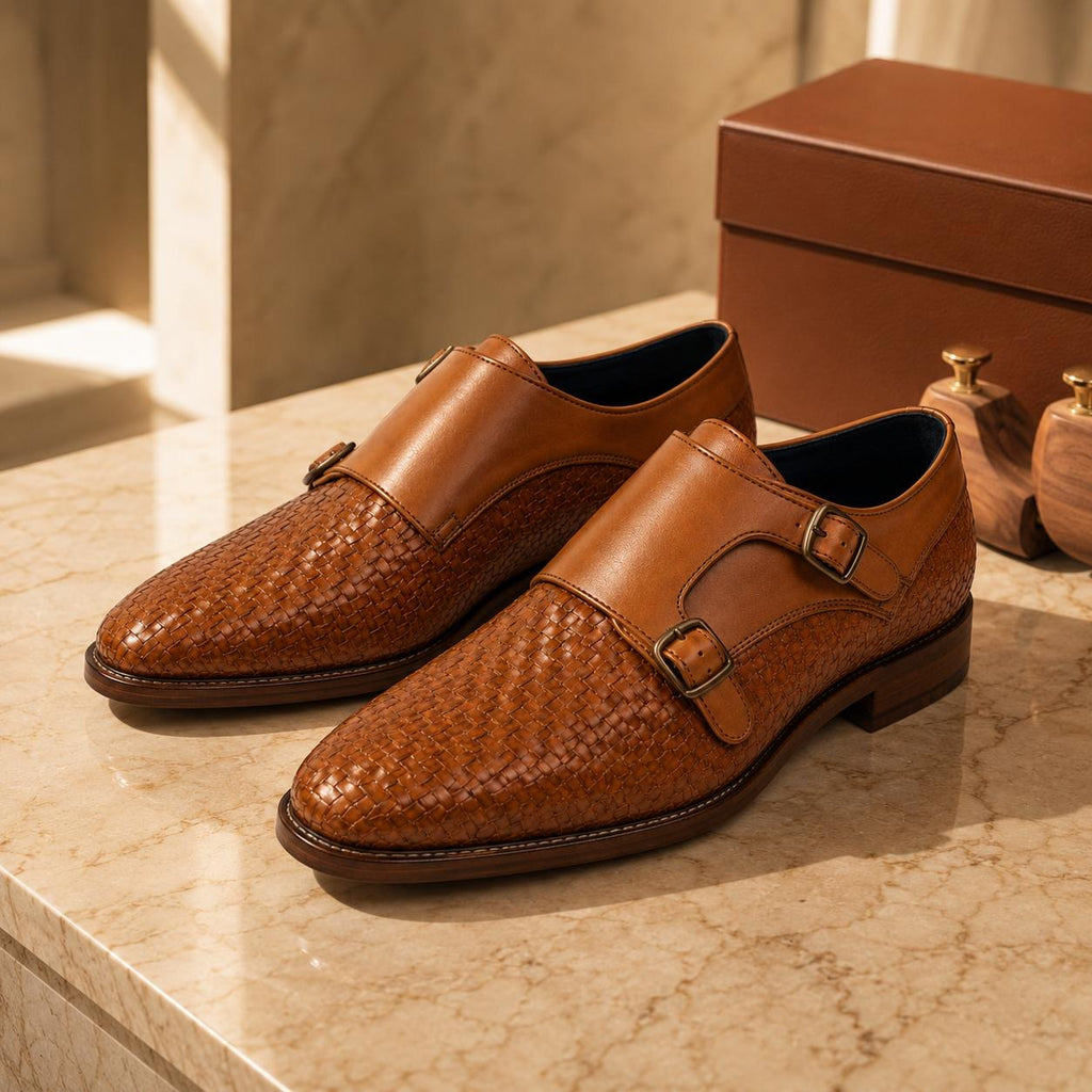 Artisan Woven Double Monk Strap Shoes