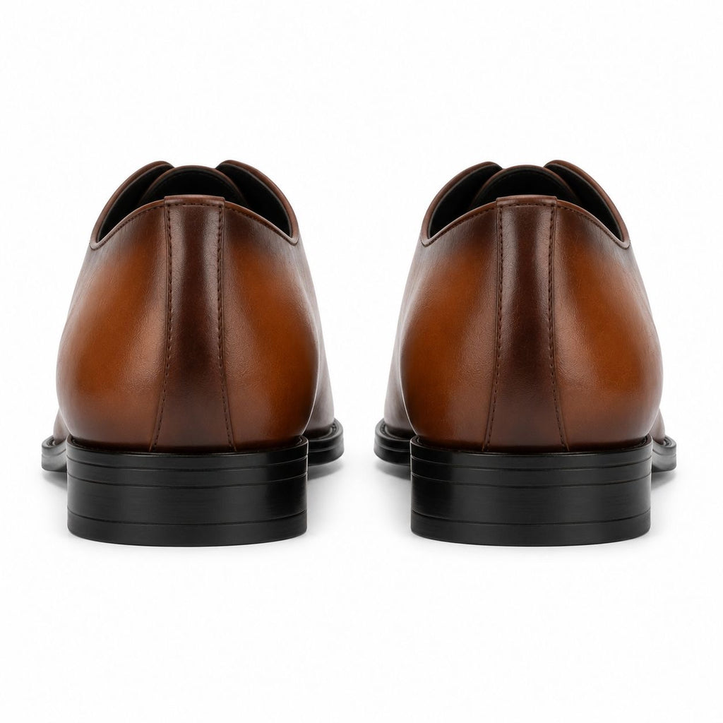 Zamri Tan Wholecut Oxford – Hand-Burnished Leather with Medallion Toe
