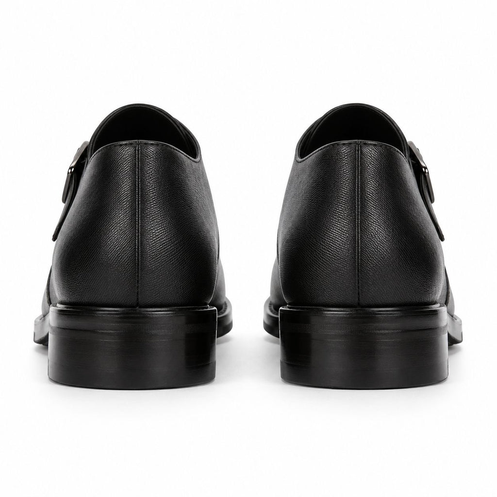 Zamri Black Monk Strap Shoes – Intrecciato Woven Leather