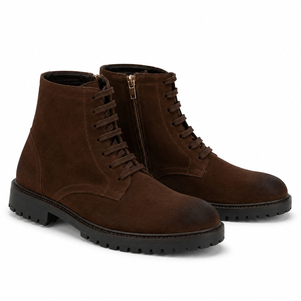 Rugged brown suede boot