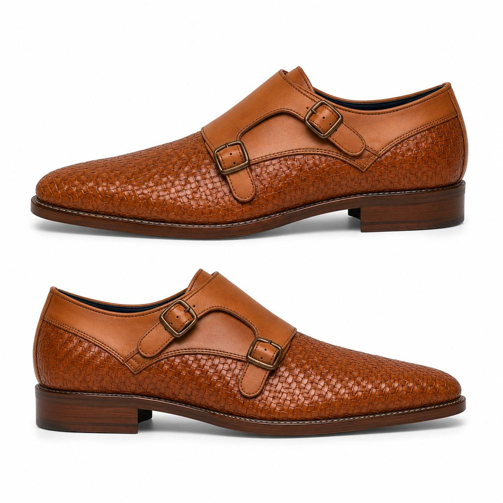 Artisan Woven Double Monk Strap Shoes