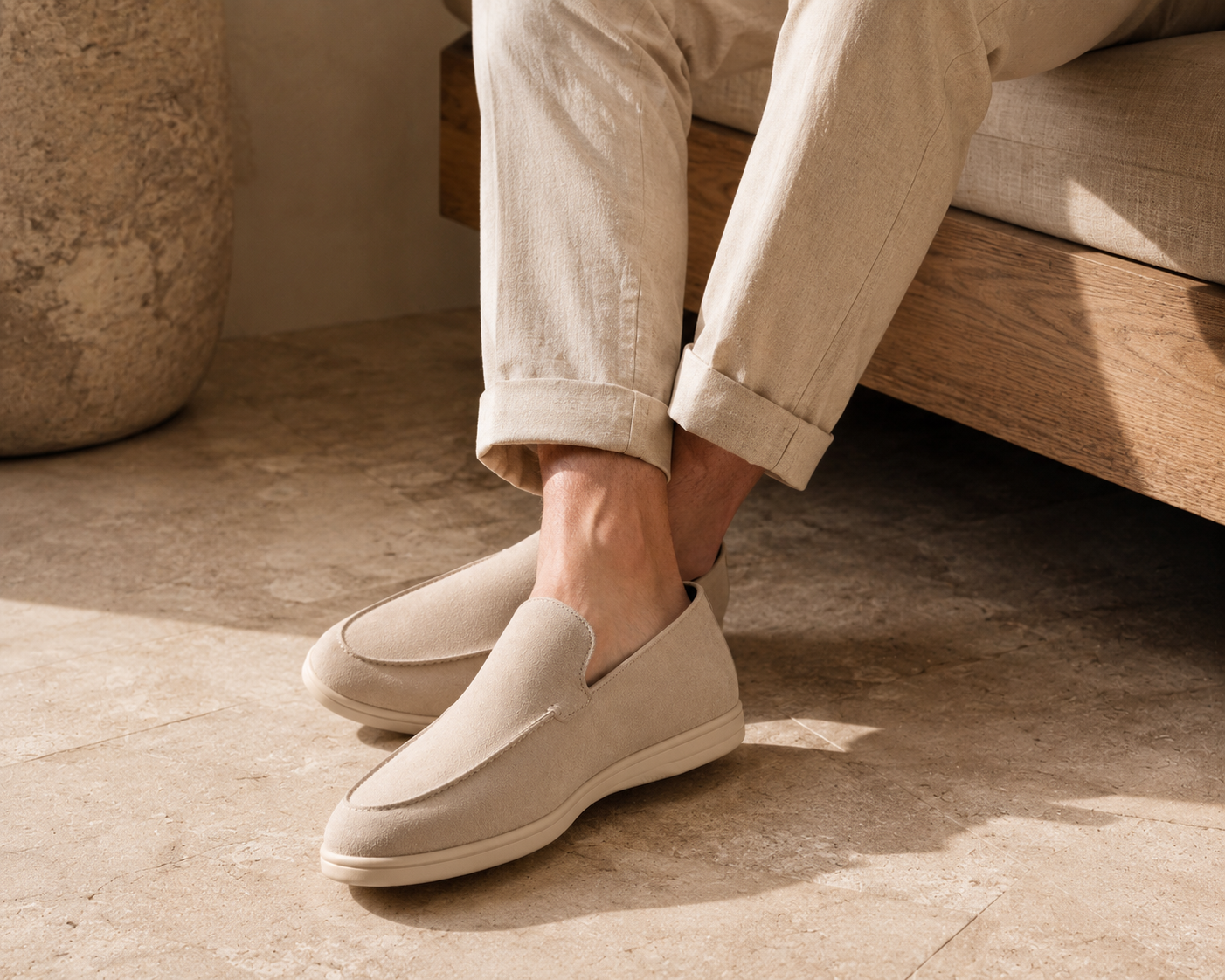 Suede slip on -Beige