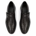 Zamri Black Monk Strap Shoes – Intrecciato Woven Leather