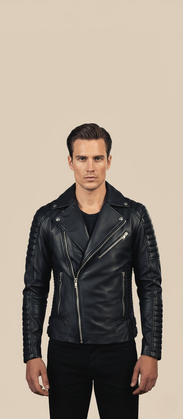 Men's Black Biker Jacket